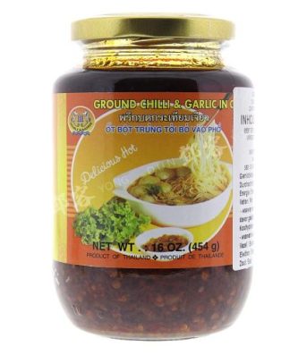 Chili et ail moulus dans l'huile (hippocampe double) 454g