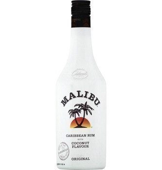 MALIBU ; Liqueur au rhum blanc des Caraïbes aromatisée noix de coco