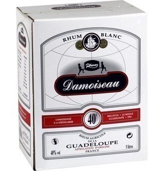 DAMOISEAU ; Rhum blanc agricole de la Guadeloupe 40% 5 l