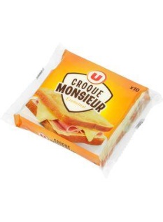 Fromage fondu pasteurisé à l'emmental pour croque monsieur U, 18%MG,10 tranches, 200g