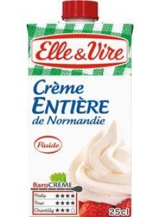 Crème fluide de Normandie UHT entière 30% ELLE&VIRE brick 25cl