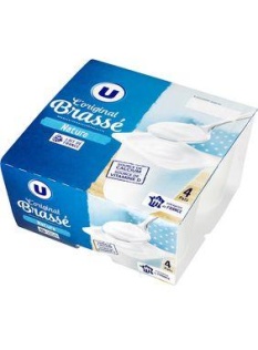 Yaourt brassé nature U, 4x125g