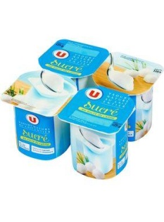 Yaourt nature sucré U, 4x125g