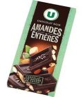 Chocolat noir aux amandes U tablette 200g
