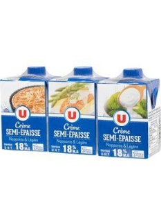 Crème légère semi-épaisse UHT U, 18%MG , 3x20cl