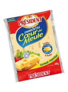 Emmental français au lait pasteurisé, PRESIDENT, 28% de MG, portion de400g