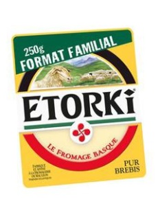 Fromage au lait pasteurisé de brebis ETORKI, 33% de MG, portion cave fraîcheur 250g, format fam...