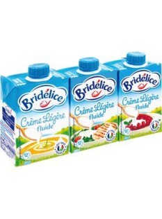 Crème légère fluide UHT, 12%MG, BRIDELICE, 3 briquettes de 20cl