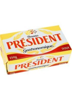 Beurre doux PRESIDENT, 82% de MG, plaquette de 250g