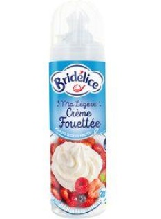 Crème sucrée sous pression UHT, 20%MG, BRIDELICE, 250g
