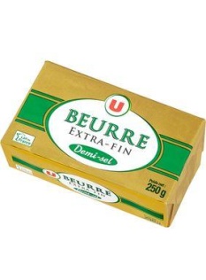 Beurre extra fin demi-sel 80%mg U plaquette 250g