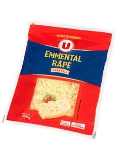 Emmental français pasteurisé rapé 29%MG U 350g fermeture Zip