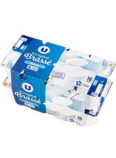 Yaourts brassés nature U, 16x125g