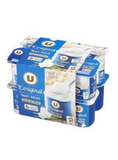 Yaourts nature sucrés U, 12x125g