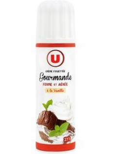 Crème sucrée vanillée UHT sous pression U, 27%MG, 250g