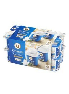 Yaourts nature sucrés U, 16x125g