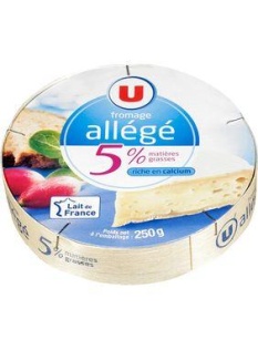 Fromage léger au lait pasteurisé U, 5%MG, 250g