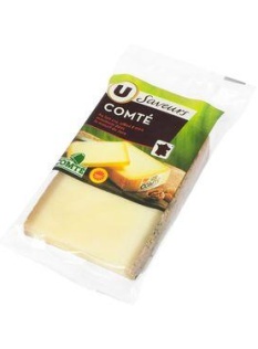 Comté AOP au lait cru U SAVEURS, 34%MG, 8 à 10 mois d'affinage, 250g
