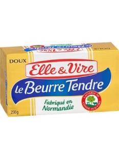 Beurre tendre doux, ELLE&VIRE, 82% de MG, plaquette de 250g