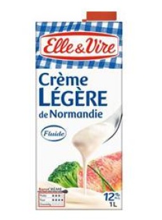 Crème légère de Normandie UHT ELLE&VIRE, 12%MG, 1l