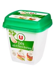 Spécialité fromagère au lait pasteurisé dés de salade ail et fines herbes U, 32% de MG, 120g