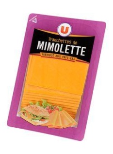 Fromage de Hollande à pâte pressée en tranches Mimolette au lait pasteurisé U, 24% de MG, 200g