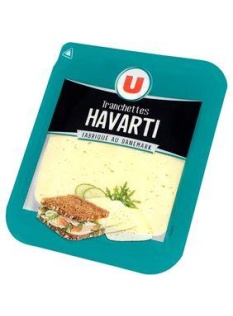 Tranchette havarti au lait pasteurisé U, 38% de MG, 200g
