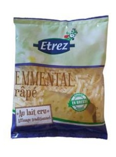 Emmental râpé au lait cru 32% de MG, ETREZ, 150g