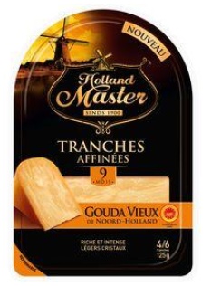 Gouda vieux AOP 9 mois pasteurisé, 35% de mg, HOLLAND MASTER, 4/6 tranches de 125g