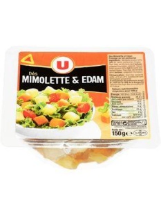 Dés de Mimolette et Edam au lait pasteurisé, 24% de MG, U, 150g