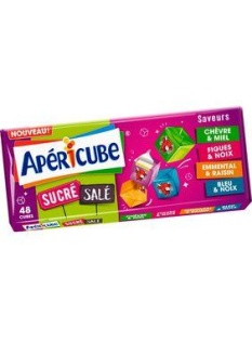 Fromage pasteurisé fondu sucré salé APERICUBE 18,5% de MG, 48 unités,250g