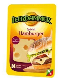 Fromage pasteurisé hamburger 30% de MG, LEERDAMMER, 8 tranches de 150g