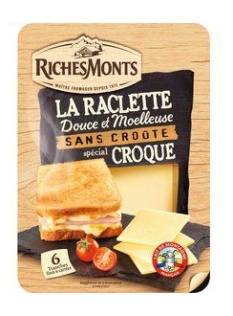 Tranches fromage raclette sans croute pour croque monsieur 26% de MG RICHEMONTS, 140g