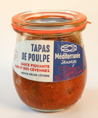 TAPAS DE POULPE, sauce piquante au piment des Cévennes