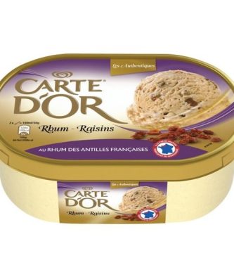 Crème glacée, rhum et raisins