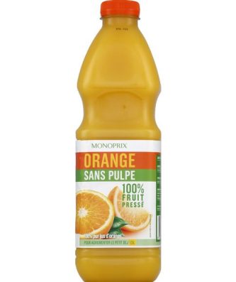 Jus orange sans pulpe 100% fruit pressé