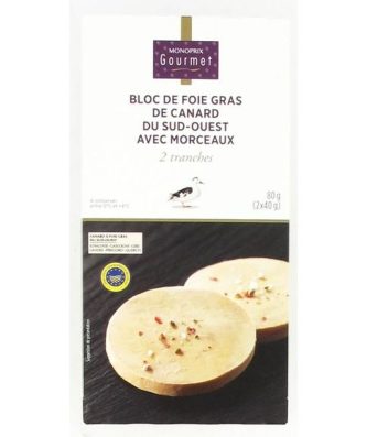 Bloc de foie gras de canard du Sud-Ouest avec morceaux