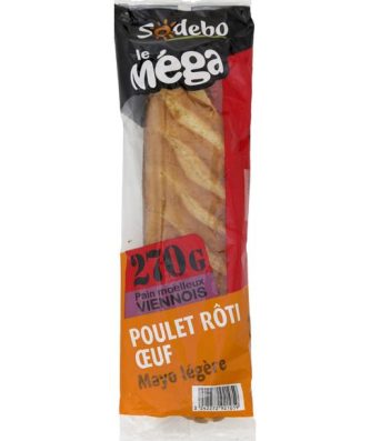 Sandwich le méga poulet tomat salade