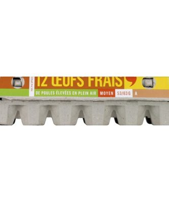 Oeufs frais de poules élevées en pein air moyen 53/63 g