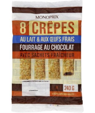 Crêpes au lait & aux oeufs frais fourrage chocolat