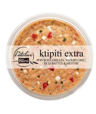 Ktipiti, poivrons grillés, yaourt grec, feta battue et menthe