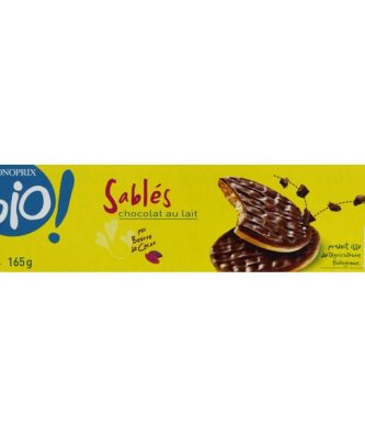 Biscuits sablés nappés de chocolat au lait issue de l'agriculturebiologique