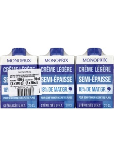 Crème légère semi-épaisse 18% de matière grasse