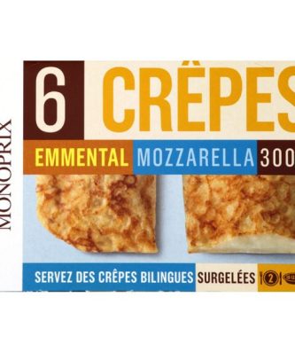 Crêpes à l'emmental et mozzarella, surgelées