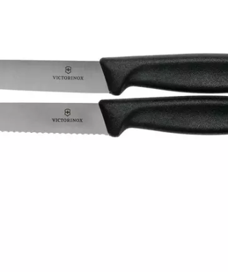 Victorinox SwissClassic couteau à légumes dentelé/lisse noir 10 cm, lot de 2, VT6-7793-B
