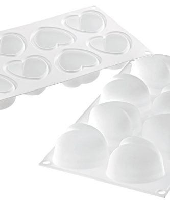 Moule silicone 8 cœurs bombés