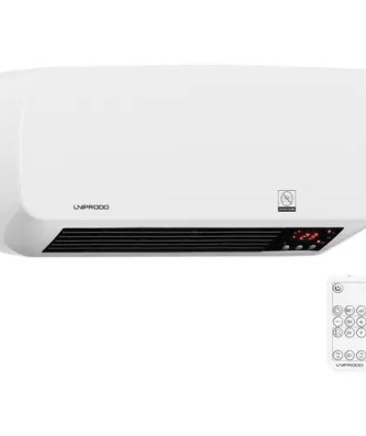 Radiateur soufflant mural - Céramique - 10 à 49 °C - 1 000 W / 2 000 W - Télécommande