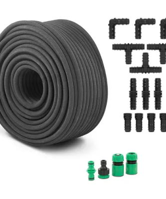 Tuyau poreux - 100 m - Avec raccord pour robinet, embouts et connecteurs