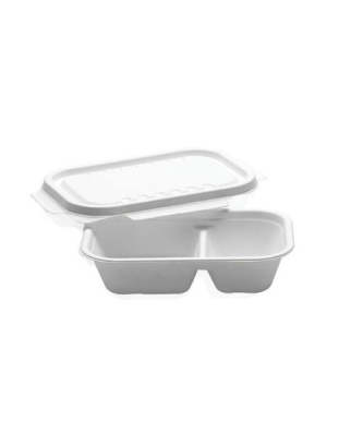 Barquette 2 compartiments en bagasse 1000 ml - par 125