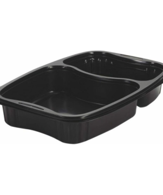 Barquette plastique noire 2 compartiments Bistro 900 ml - par 20